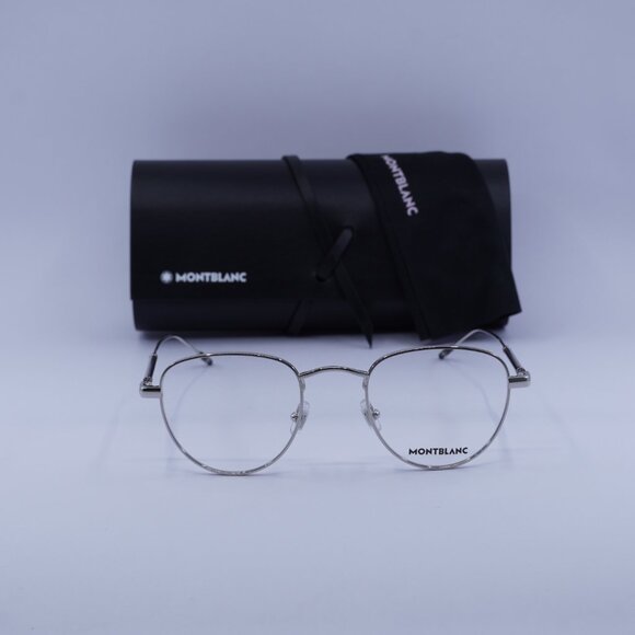 Montblanc MB0111O 001 Geometric Eyeglasses 49mm – Silver - Picture 3 of 10